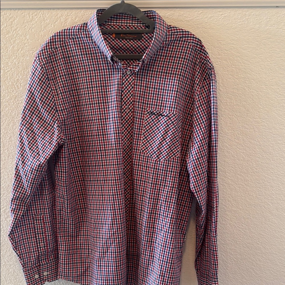 Ben Sherman Casual Red and Blue Button Down Shirt